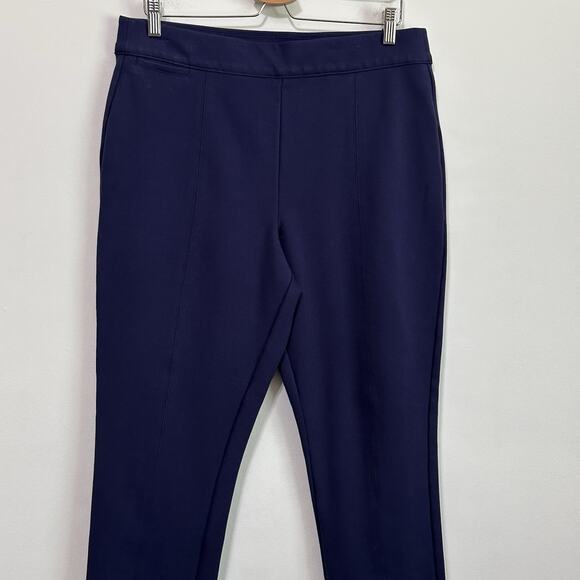 Soft Surroundings Pull On Ponte Pants L Navy Blue 34x27 Ankle Stretch Work Comfy - Picture 3 of 9